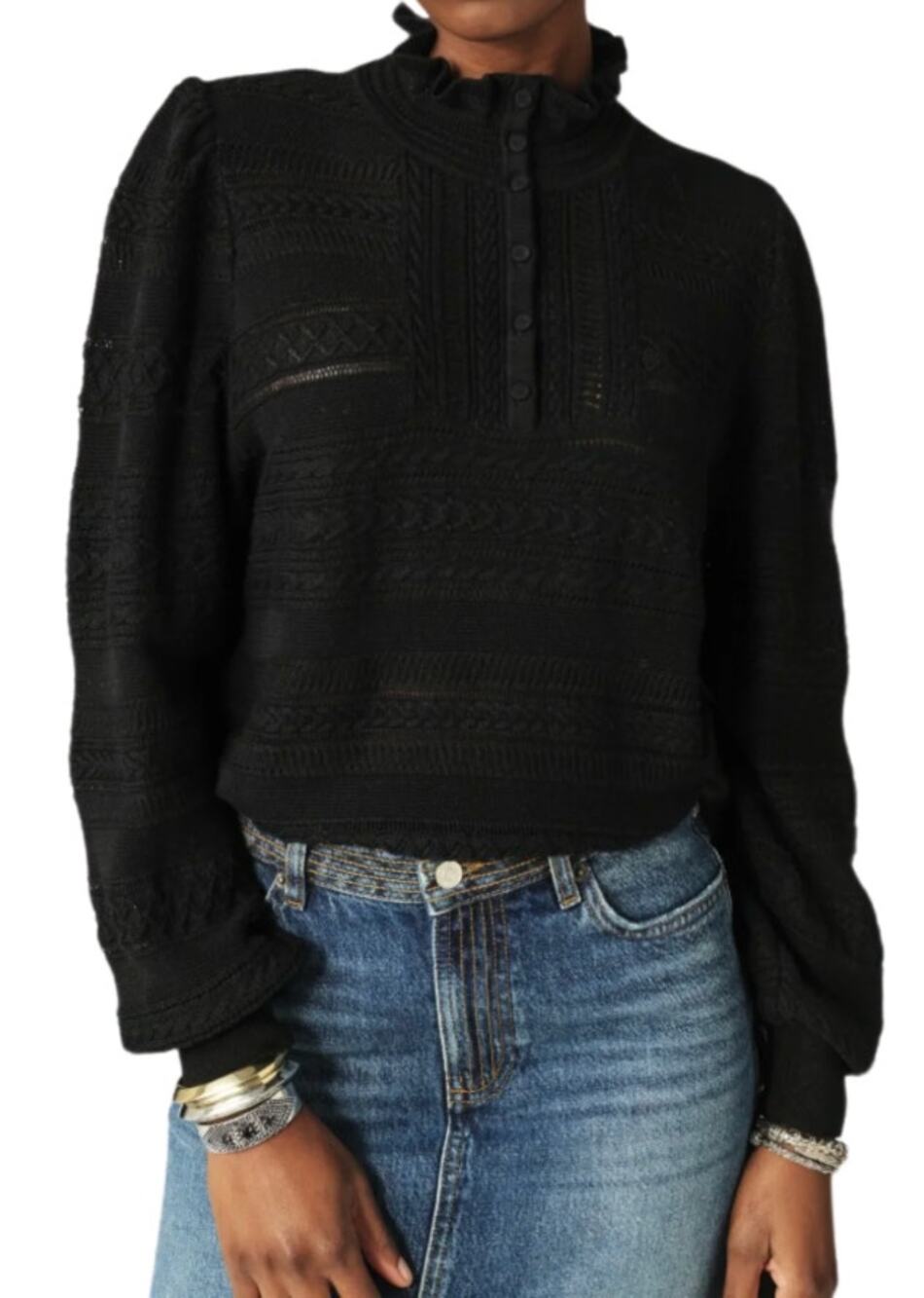 Ba&Sh Vinnie Lady Pullover Jumper Long Sleeve Sweater Black Small